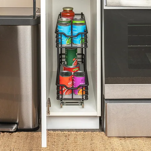 Miniatura 7 de Household Essentials Organizador extraíble de dos niveles de acero negro mate