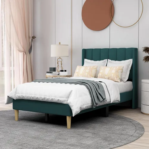 Miniatura 11 de AGARTT Marco de Cama Plataforma Tapizada Tamaño Queen con Cabecero y Pie de Cama/Soporte de Listones de Madera/No Necesita Somier/Fácil Montaje