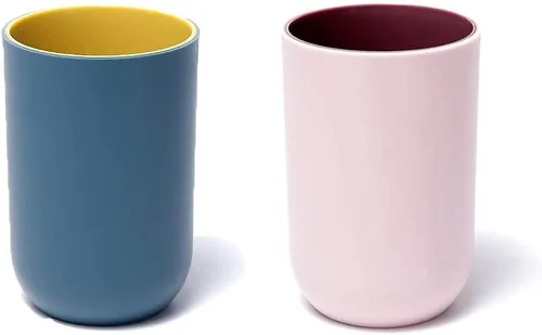 Miniatura 8 de Juego de 2 vasos irrompibles reutilizables para cepillos de dientes, vasos de plástico para cepillos de dientes, 10.1 fl oz/10.5 onzas, aptos