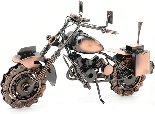 Regalos de motocicleta para hombres y mujeres, modelo de motocicleta de metal hecho a mano de 11.8 pulgadas, figura vintage y decoración de
