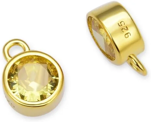 Miniatura 12 de Adabele Auténtico colgante de plata de ley chapada en oro amarillo de 18 quilates con circonia cúbica redonda pequeña de 4 mm y 6 mm, engastada