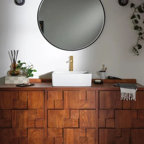 Miniatura 11 de Moen 6192BG Align - Grifo de baño moderno con un solo orificio para lavabo, color dorado cepillado