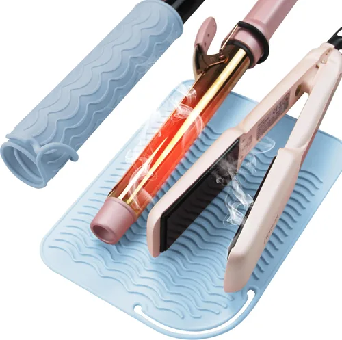 Miniatura 13 de Heysam Alfombrilla térmica profesional para herramientas para el cabello, plancha plana y rizadora, bolsa de almacenamiento de viaje para encimera
