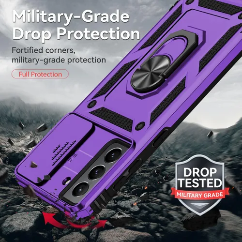Miniatura 5 de Funda para Samsung Galaxy S21 Plus con cubierta para lente de cámara, protector de pantalla HD, probado contra caídas de grado militar, soporte
