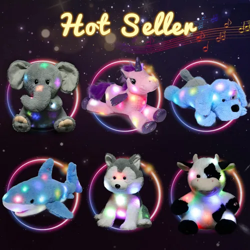 Miniatura 7 de Hopearl Perezoso de peluche con luces LED y música, perezoso de tres dedos flexible de felpa, con luces de noche que brillan en la oscuridad