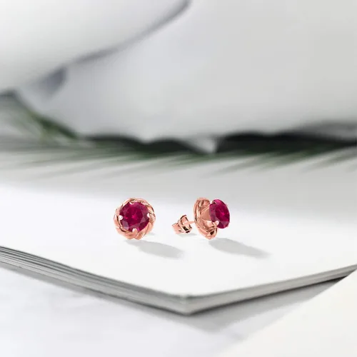 Miniatura 29 de Gem Stone King Aretes de plata de ley 925 de 0.236 in con piedra natal redonda para mujer