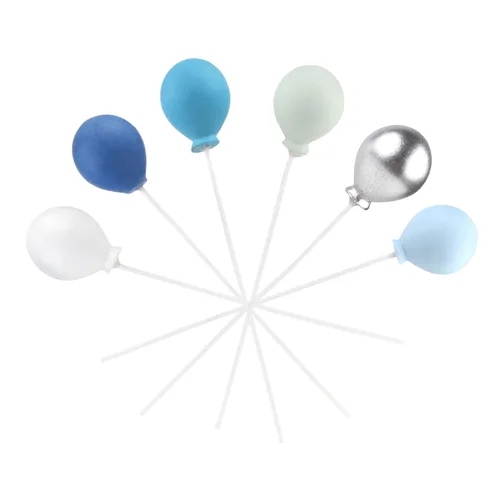 Ercadio Decoración de globos para cupcakes, 6 colores, de resina, forma redonda, globos 3D, para pasteles, baby shower, niños, fiesta de cumpleaños,