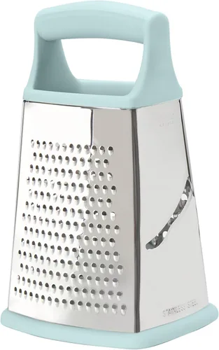 Tovolo Rallador de quesos grande de acero inoxidable de 4 caras para triturar verduras y rallar, fácil de limpiar, apto para lavavajillas, con mango