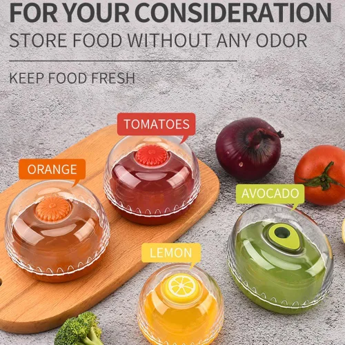 Miniatura 3 de Juego de 4 recipientes de frutas y verduras con tapa para refrigerador, recipiente de almacenamiento de cebolla, aguacate, protector de tomate