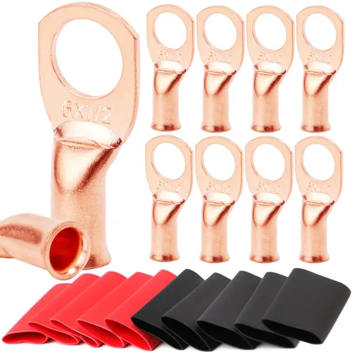 Miniatura 43 de TKDMR - Kit de 264 piezas de extremos de cable de batería, 132 piezas de terminales de anillo de lengüetas de cable de cobre resistentes AWG 8 6 4 2