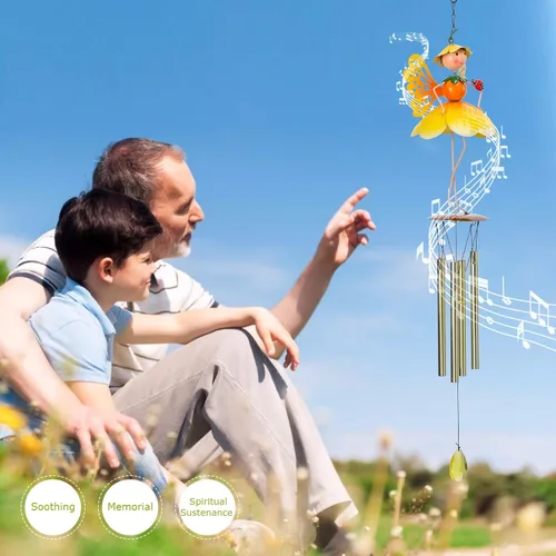 Miniatura 4 de Taman Campanilla de viento para exteriores – Campanillas de viento de hadas de flores para tubos de aluminio exteriores, regalo conmemorativo