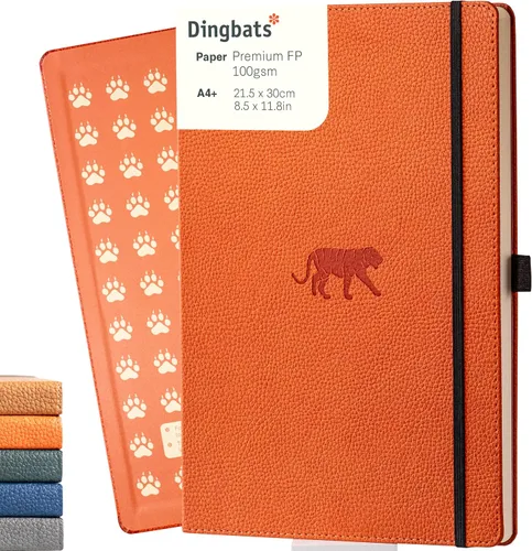 Miniatura 12 de Dingbats - Cuaderno extra grande con puntos de vida silvestre, ballena azul, A4, cuaderno de tapa dura, piel sintética, papel perforado, crema a