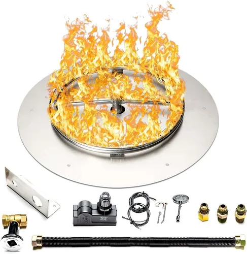 Miniatura 42 de Kit de quemador de acero inoxidable y anillo Pro con encendido por chispa para fogatas de gas natural, sartén de 36 pulgadas, anillo de quemador