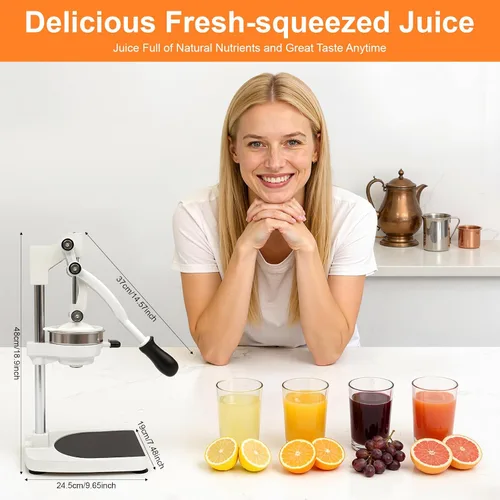 Miniatura 5 de Exprimidor de hierro fundido, exprimidor manual resistente con base estable, prensa comercial de cítricos para naranja, limón, lima, pomelo