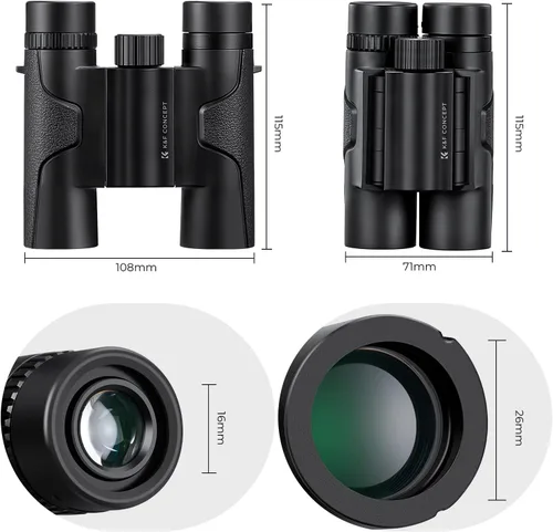 Miniatura 3 de K&F Concept Prismáticos compactos de 10 x 25 para niños y adultos, con prisma BAK4, lente FMC, impermeable IP65 y correa para el cuello