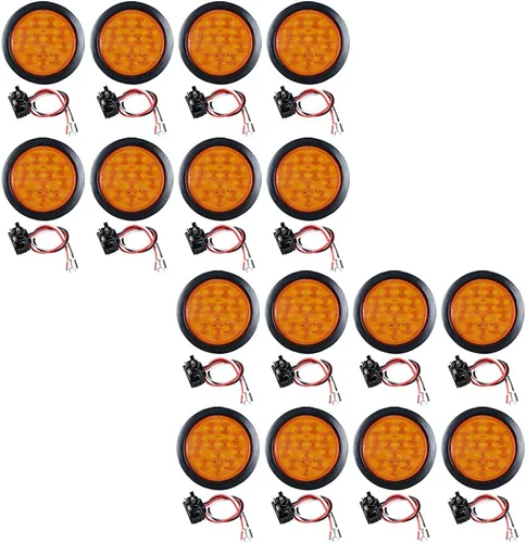Miniatura 83 de Kit de tapones de cableado con cubierta de hule para luz trasera LED redonda de 4", 12 ledes, para RV, camioneta Luz roja - Lente transparente