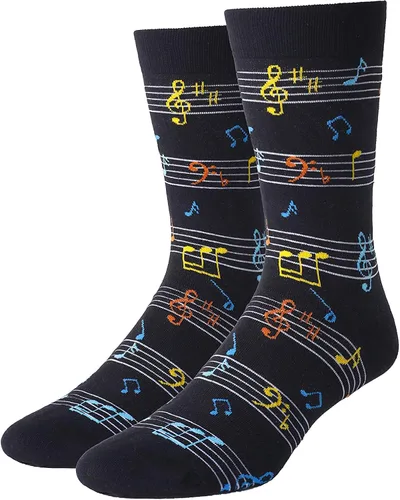 sockfun Regalos divertidos para hombres, calcetines únicos de notas musicales de batería de guitarra, regalo para amantes de la música, regalos de