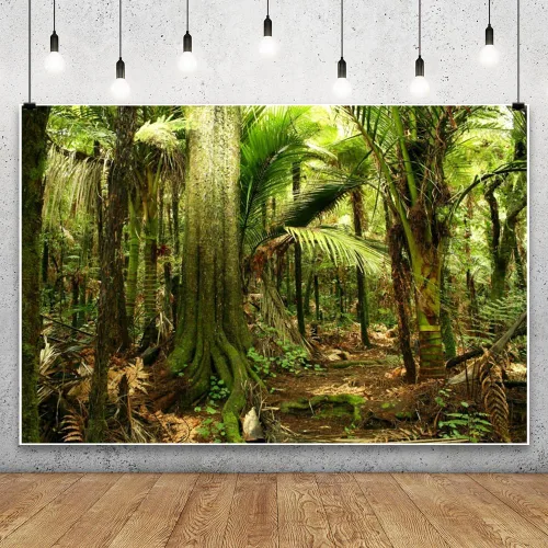 Miniatura 3 de Laeacco Telón de fondo de fotografía de bosque de selva de 10 x 6.5 pies, crecimiento exuberante, helecho, tropical, bosque tropical, vegetación