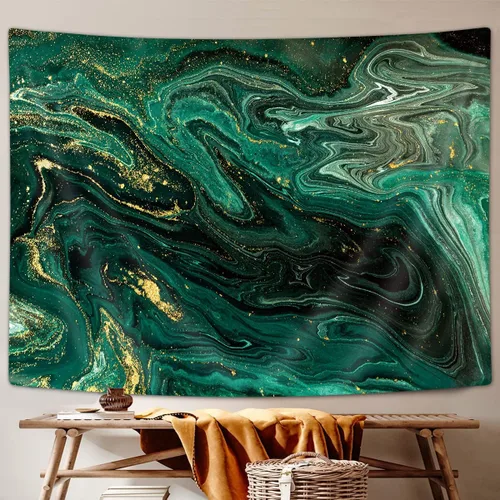 Miniatura 3 de Tapiz de mármol para colgar en la pared para dormitorio, sala de estar, decoración de dormitorio, textura de océano verde, 40 x 30 pulgadas