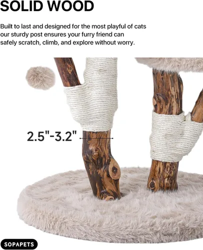 Miniatura 6 de Torre Estética para Gatos para Gatos Grandes, Árbol Grande para Gatos Maine Coon de Interior con Piel de Zorro Sintética, Poste Rascador de Sisal