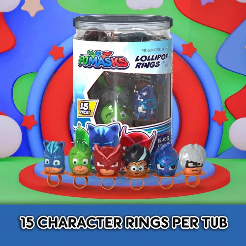 Miniatura 2 de PJ Masks - Juego de 15 anillos de piruleta para niños, para máscaras de pijama, suministros de fiesta de cumpleaños y máscara de pijama