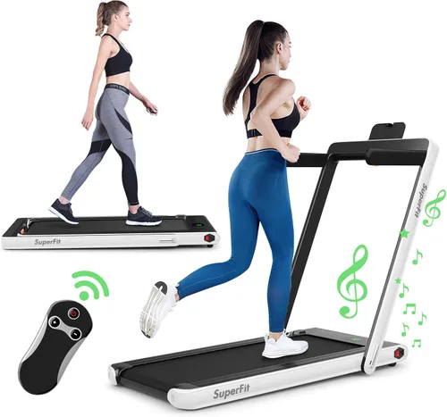 Miniatura 11 de GYMAX Caminadora plegable de 2.25 HP con pantalla LED, control remoto e inteligente de aplicaciones, 2 en 1 para debajo del escritorio, caminadora