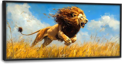 Miniatura 147 de Cuadros Grandes Enmarcados Arte de Pared para Sala de Estar, Lobos del Bosque Decoración de Pared de Gran Tamaño Lobo Animal Impresión en Lienzo