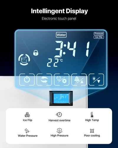 Miniatura 6 de VEVOR Máquina de hacer hielo comercial, máquina de hacer hielo de 360 libras/24 horas con contenedor de almacenamiento grande de 250 libras, máquina