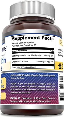 Miniatura 2 de Amazing Formulas - Suplemento de sulfato de condroitina de 1200 mg por porción, cápsulas, sin OMG, sin gluten, fabricado en Estados Unidos