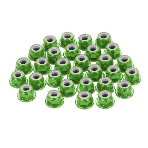 Miniatura 7 de MECCANIXITY 30 piezas de tuercas de bloqueo de aleación de aluminio M5 con paso de 0.8 mm, tuercas hexagonales con brida de nylon con rosca dentada