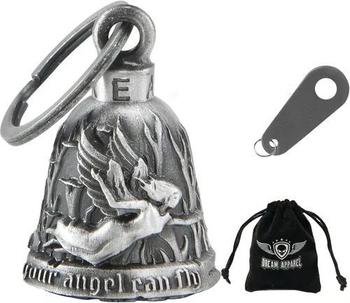 Miniatura 40 de Dream Apparel Campanas de motocicleta para motociclistas, accesorios de campanas pesadas y llavero para la suerte Viaja para vivir