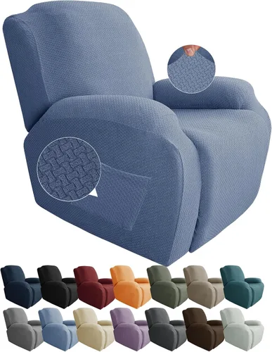 Miniatura 27 de JIVINER Fundas de sofá reclinable de 8 piezas, fundas elásticas de jacquard para sofá reclinable, fundas para sala de estar, protector suave de 3