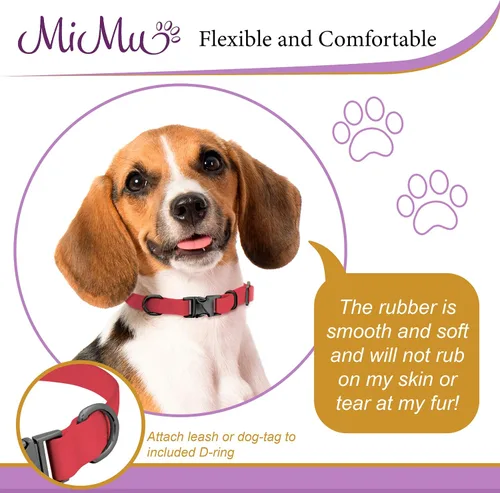 Miniatura 5 de MiMu Collar pequeño de silicona para perro, collar de perro elegante rosa de 17 pulgadas con hebilla de cierre y bucle de correa con anillo en D