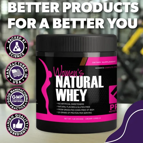 Miniatura 3 de Her Natural Whey- Proteína en polvo para mujeres para bajar de peso y para apoyar la masa muscular magra – bajo en carbohidratos – sin gluten – rBGH