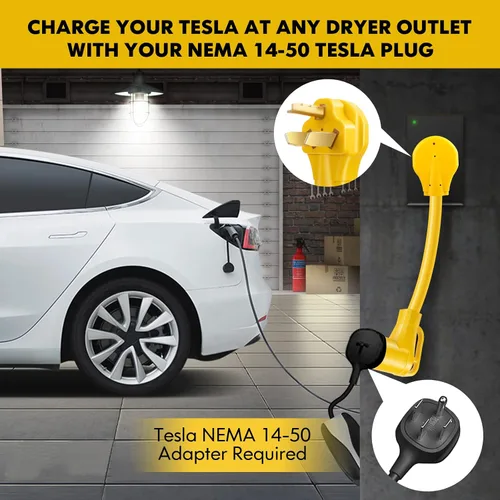 Miniatura 5 de JIUWFOX NEMA 10-30P a 14-50R adaptador de cargador EV para carga de nivel 2 de Tesla.