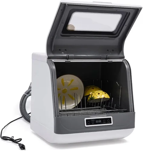 Miniatura 9 de Lavavajillas portátil para encimera, mini lavavajillas de 1.2 KW con 5 programas de lavado y cesta, rociador doble de 360°, capacidad para 2-6