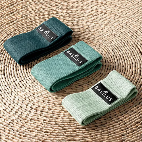 Miniatura 5 de Paquete de 3 bandas de resistencia de tela para piernas y glúteos, bandas de ejercicio para entrenamiento de fuerza, yoga, pilates y fitness, bolsa