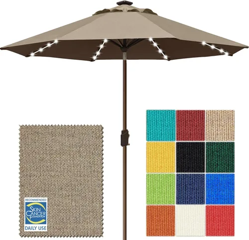 Miniatura 38 de EliteShade - Sombrilla solar de 9 pies / 2.74 metros, con 80 luces LED para patio, mesa al aire libre, con ventilación y cubierta que no se decolora
