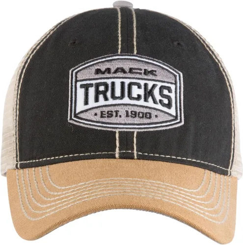 Miniatura 2 de Mack Trucks Est. 1900 Gorra de malla de camionero Snapback de dos tonos negro y caqui, NegroCaqui