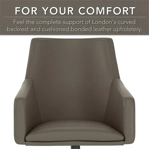 Miniatura 4 de Bush Business Furniture London - Silla de cuero con respaldo medio en gris lavado, solución de asiento moderna para el hogar o el espacio de trabajo