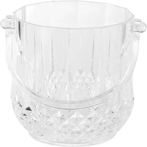 Cubo de hielo de plástico, cubo de hielo acrílico transparente de 1.8 L con asa de transporte, enfriador de bebidas de vino champán para familias