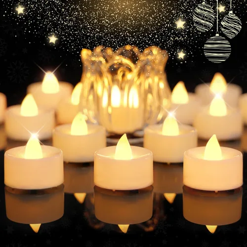 Miniatura 16 de BEICHI Paquete de 24 Velas de Té con Temporizador, Velas LED Operadas a Batería, Vela Votiva Sin Llama Integrada de 6 Horas, Velas Votivas