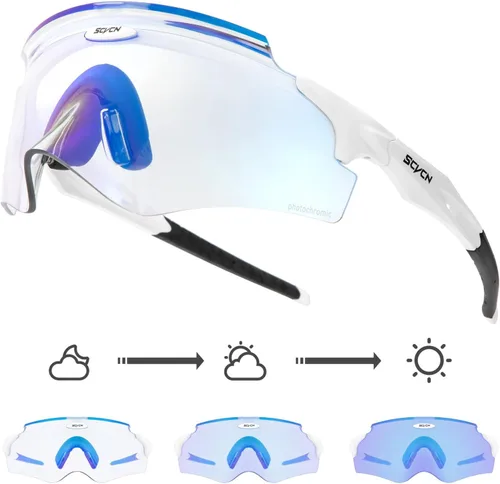 SCVCN Gafas de sol de ciclismo fotocromáticas para hombres y mujeres, gafas de sol deportivas HD MTB para montar en bicicleta de montaña