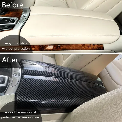 Miniatura 4 de Cubiertas de caja de consola central para BMW Serie 7 F01 F02 2009-2015 Color de fibra de carbono interior reposabrazos cubierta panel proteger