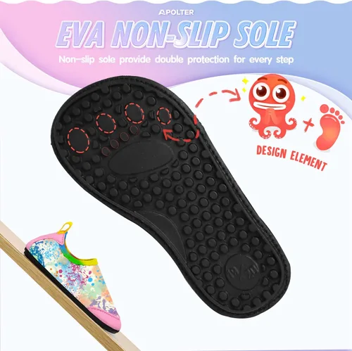 Miniatura 5 de Apolter - Zapatos de agua o natación estilo calcetín para niños, unisex, antideslizantes, para la playa o piscina, color aguamarina