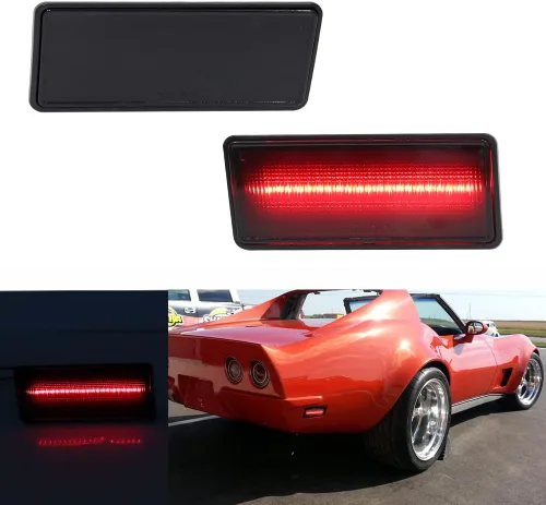 Lente ahumada LED roja para Chevrolet Corvette C3 1974 1975 1976 1977 1978 1979 Luces de marcador lateral del parachoques delantero Lente ahumada
