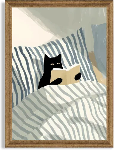 Miniatura 33 de Fantasy Artists Van Gogh - Lienzo decorativo para pared, diseño de gato negro con diseño de almendra y diseño de gato negro, pósteres de pintura al