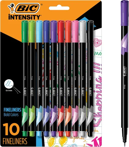 Miniatura 7 de BIC Rotuladores Intensity Fineliner de punta media (0.028 in), colores surtidos, aplicación suave, 10
