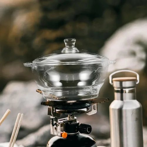 Miniatura 9 de Cacerola de vidrio transparente con tapa y asas, olla de 2.5 L para cocinar, hornear, servir, microondas y horno