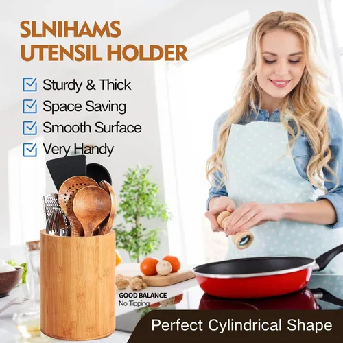 Miniatura 3 de Soporte de bambú para utensilios de cocina, soporte grande para encimera de cocina, cuchara de bambú y soporte para palillos para decoración